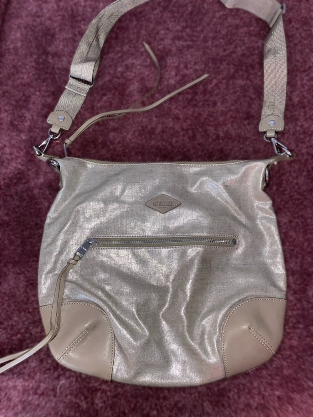 MZ Wallace Metallic Gold Crossbody Leather Purse